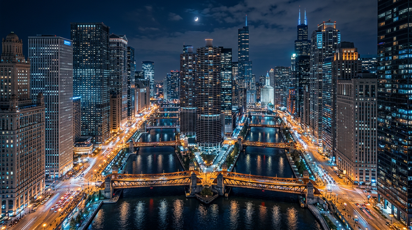 City skyline at night